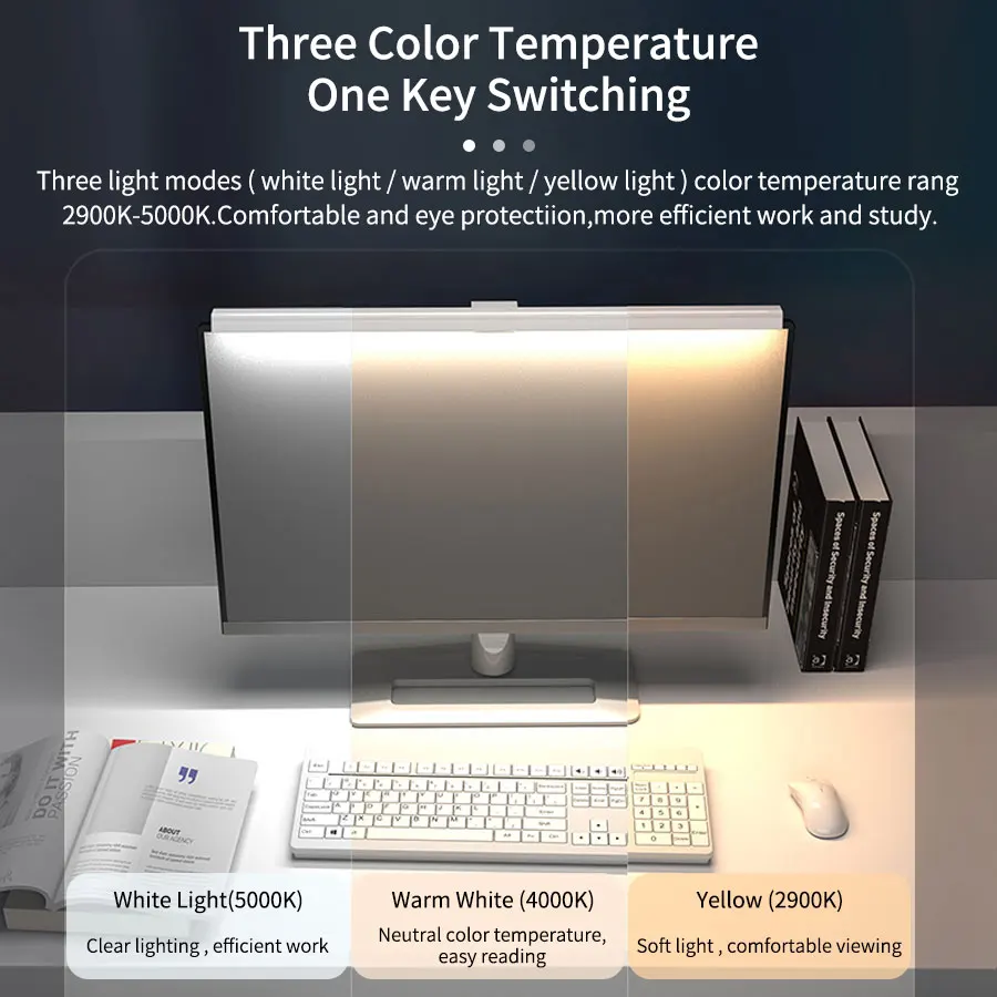 Barra de luz para Monitor de ordenador, luces colgantes de pantalla, atenuación continua, lámpara de escritorio USB para estudio, luz de lectura, lámpara de Monitor de mesa, 50cm