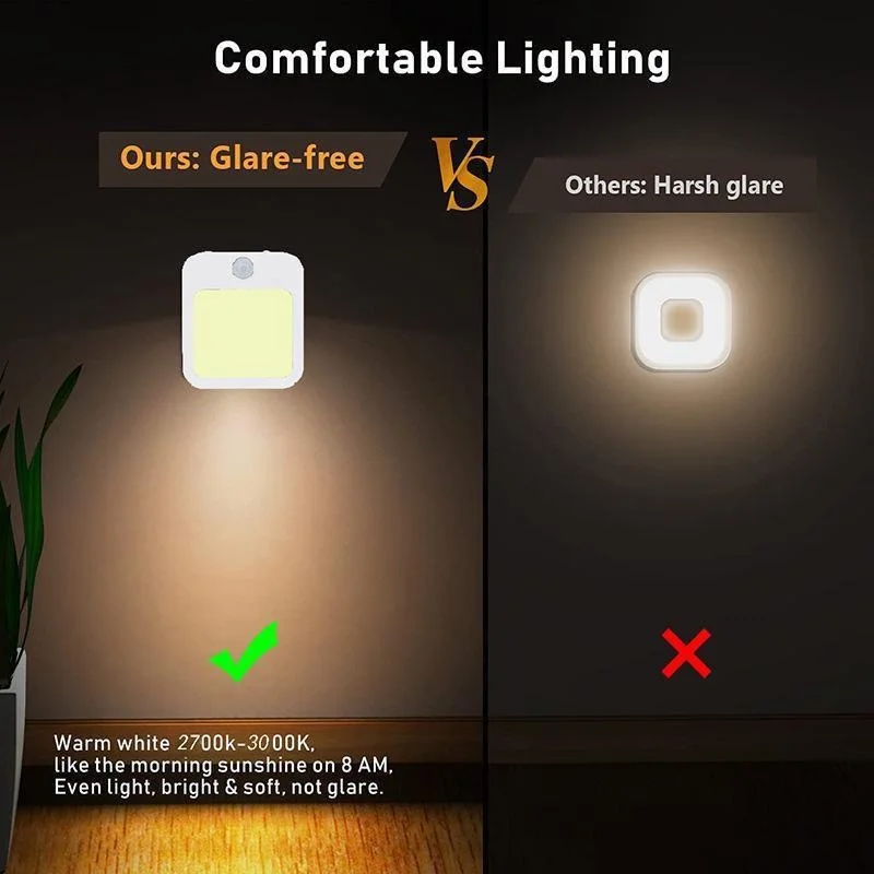 Luces LED de noche con Sensor de movimiento, enchufe europeo, luz de gabinete regulable para mesita de noche de bebé, dormitorio, pasillo, lámpara de noche inalámbrica, iluminación