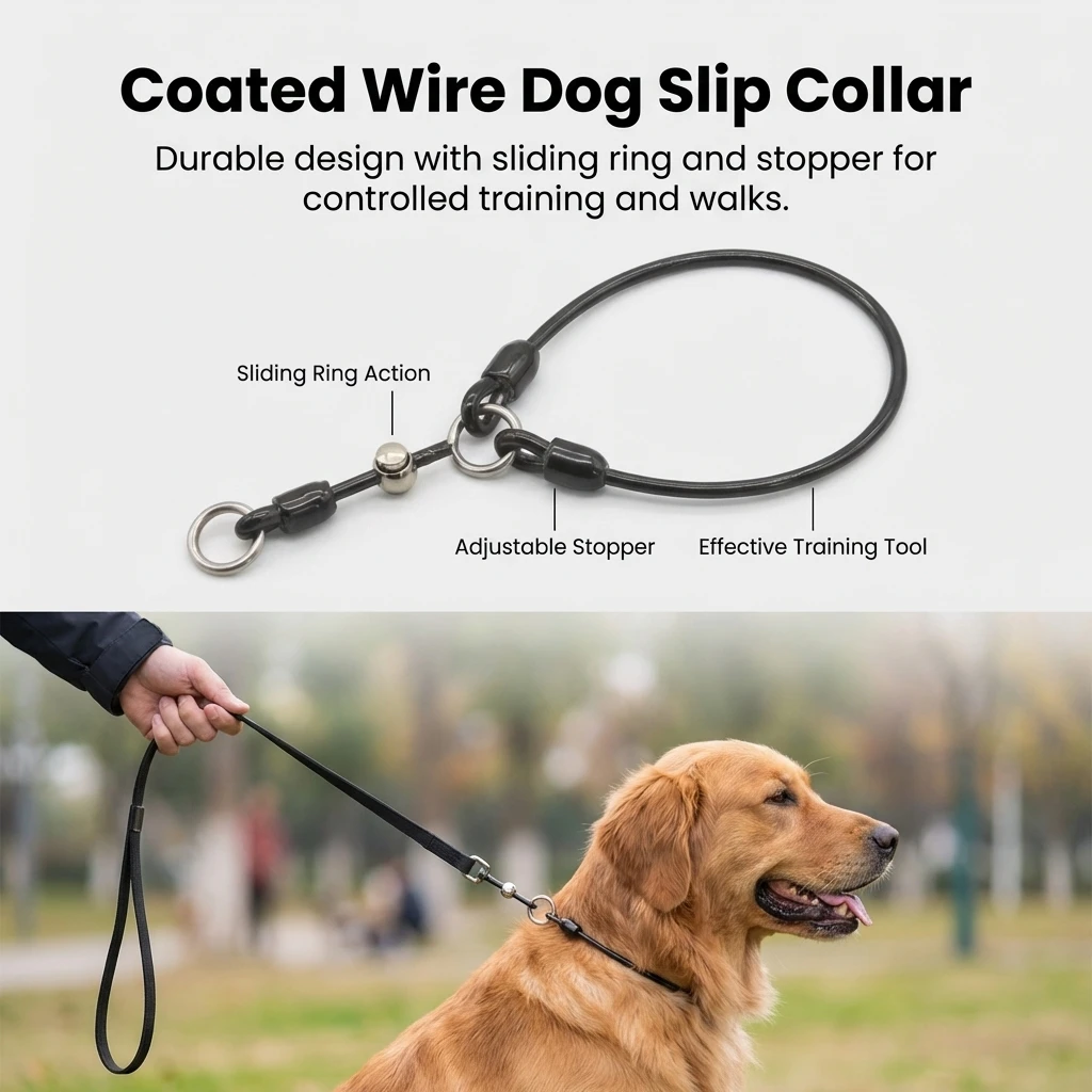 Collar de perro con cable de acero recubierto de cuerda P, collar antiexplosión para entrenamiento, collar de cuerda P adecuado para pasear perros medianos y grandes