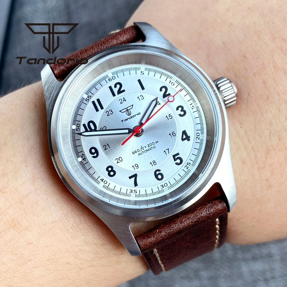 Tandorio 36mm moda 20BAR reloj piloto de buceo automático para hombres señoras NH35/PT5000/Miyota8215 Movt reloj de pulsera de zafiro verde Lume