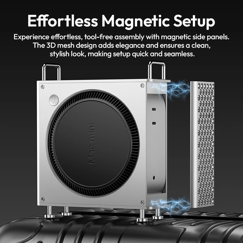 Ulanzi QT01 Funda de aleación de aluminio para Mac Mini M4/M4 Pro con elegante hueco trasero a enfriamiento rápido