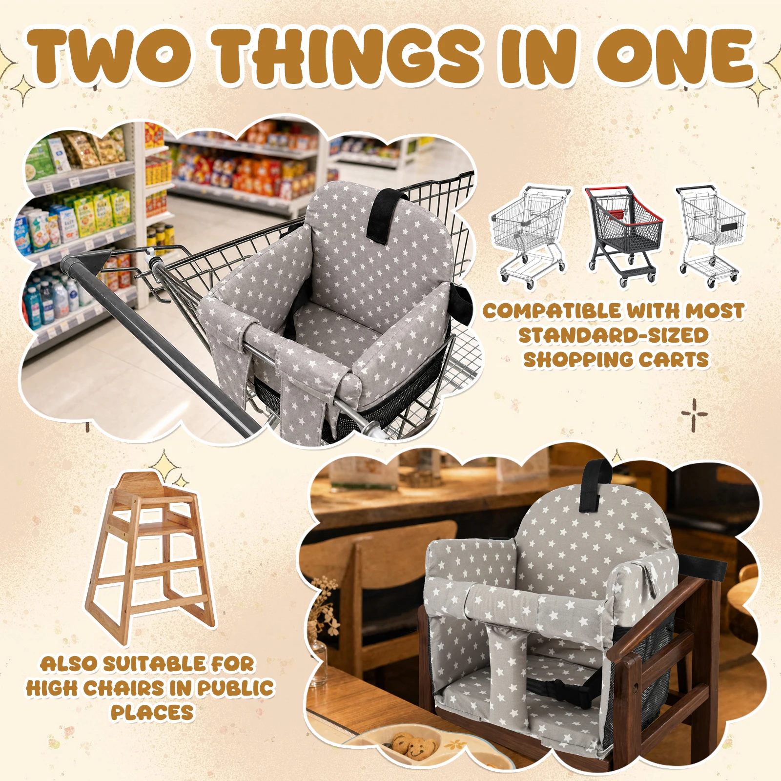 Fundas para sillas altas de bebé, asiento para carrito de compras, espuma transpirable para silla infantil, cojines cómodos, funda de tela para asiento
