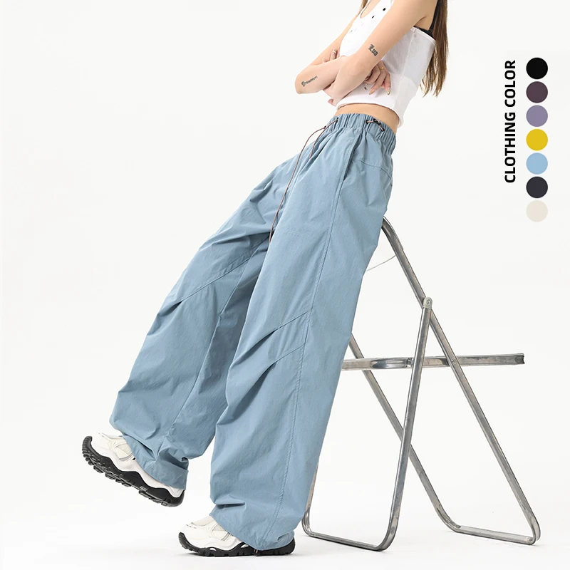Pantalones de senderismo al aire libre para mujer, pantalones impermeables de montañismo de longitud completa, pantalones de paracaidista con cintura elástica, pantalones para acampar y ciclismo