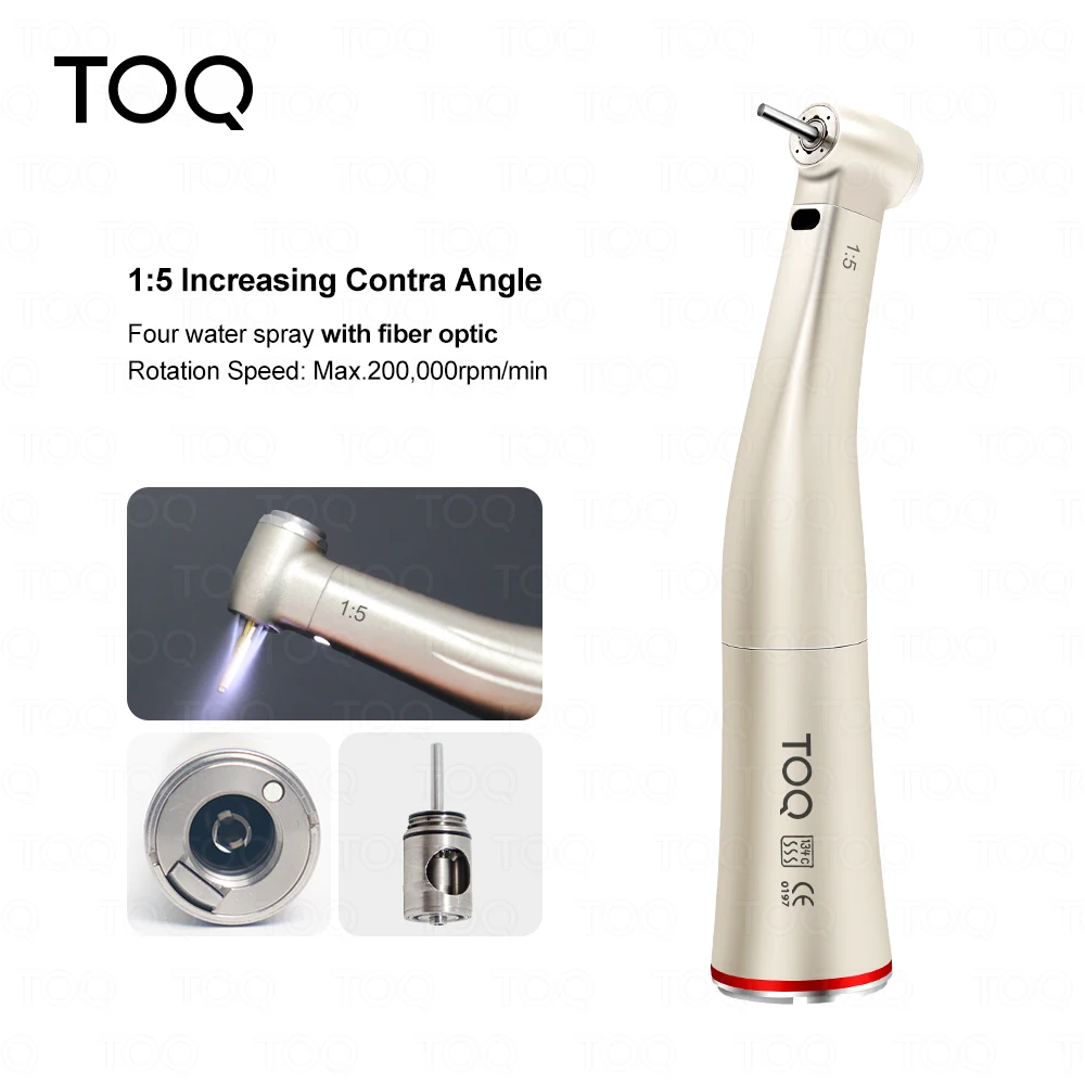 Micromotor Eléctrico Dental sin Escobillas con LED, Compatible con Contraángulo de Fibra Óptica Tipo E 1:1/1:5, Herramientas Dentales