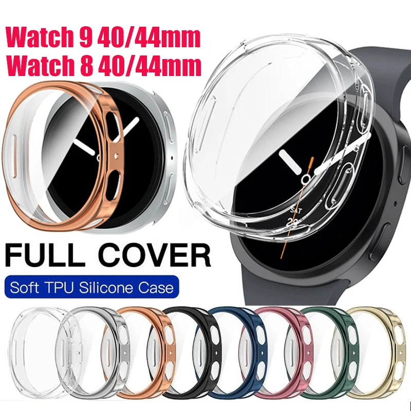 Funda con revestimiento de TPU para Samsung Galaxy Watch 9, protector de pantalla de 40mm y 44mm, fundas protectoras para Galaxy Watch 8 de 44MM y 40MM