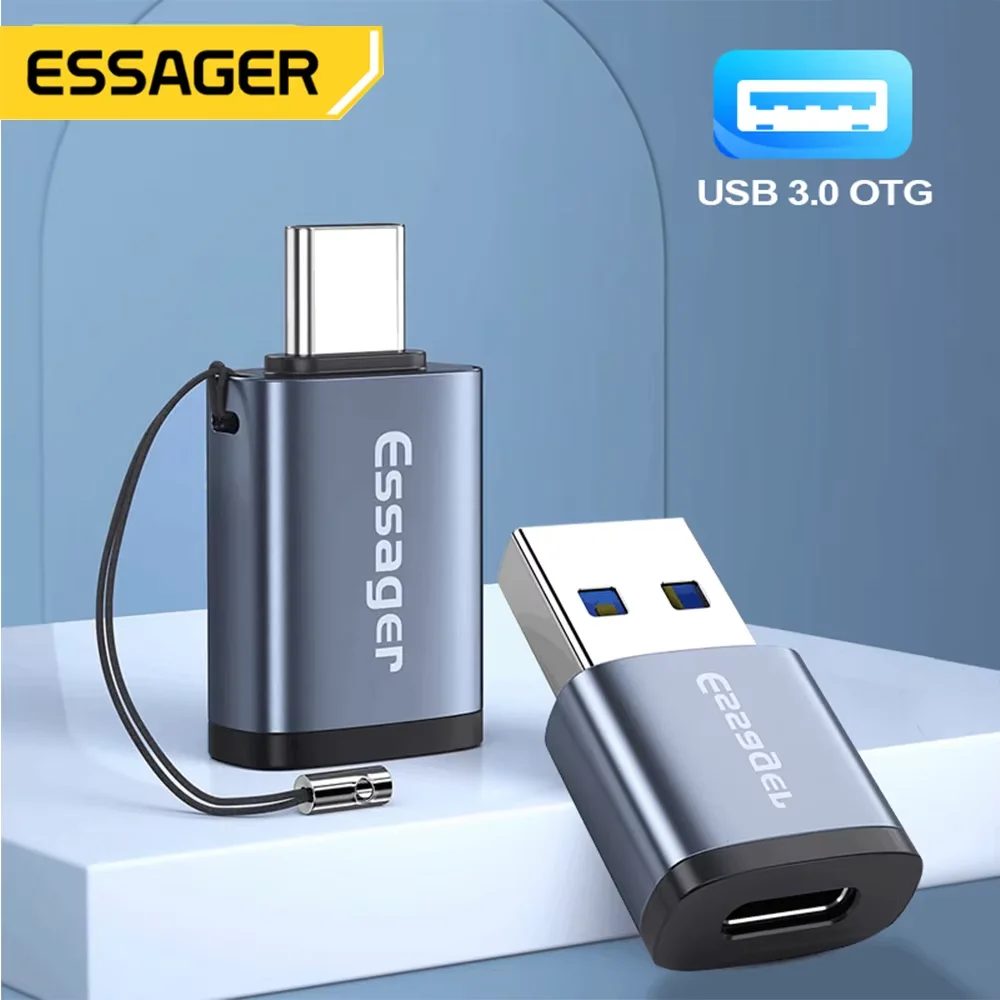 Essager USB 3,0 tipo C OTG adaptador tipo C USB C macho a USB hembra convertidor para Macbook Xiaomi Samsung S20 USBC OTG conector