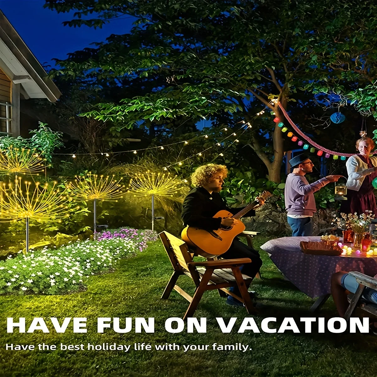 1 paquete de luces solares para jardín con forma de fuegos artificiales, luces solares IP65 para jardín, luces de hadas para patio, jardín, decoración de iluminación navideña
