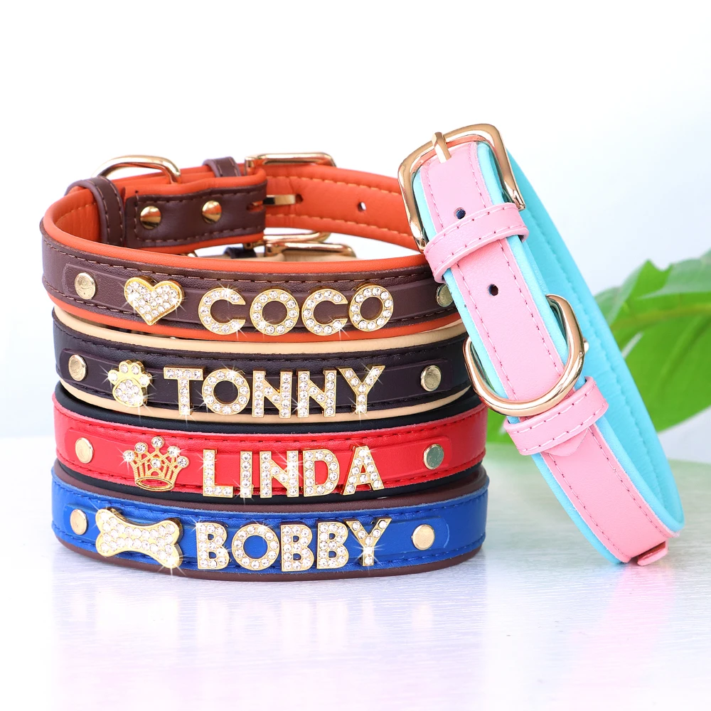 Collares de cristal ostentoso para cachorros, Collar personalizado con diamantes de imitación para perros pequeños, Collar personalizado para Chihuahua con dijes, accesorios para mascotas
