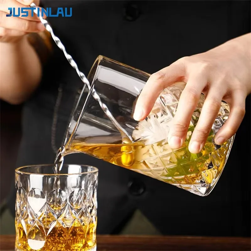 JUSTINLAU Vaso para Whisky, Coctelera Profesional, Vasos para Mezclar Cócteles, Vaso de Cristal para Mezclar, Herramientas de Bar para Bartender