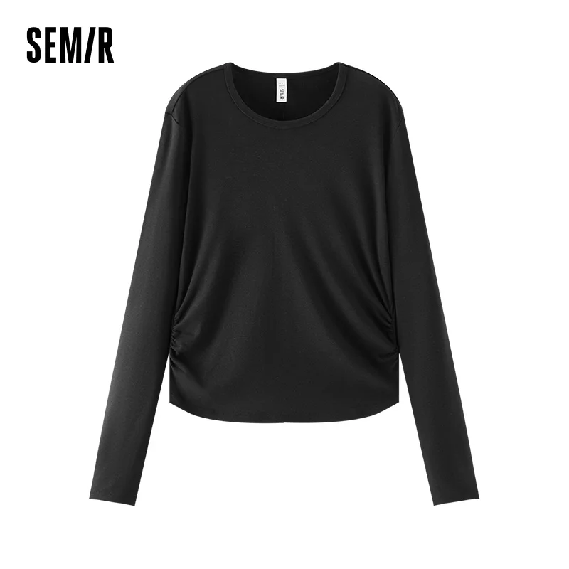 Semir-camisetas de manga larga para mujer, Top corto ajustado, forro polar térmico, Top versátil liso para invierno, ropa para mujer Bts 2025