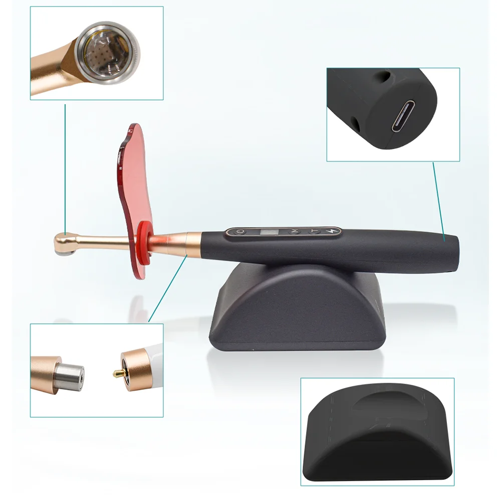 Lámpara de Curado Dental 2 en 1 DEASIN 1S, Lámpara de Curado Dental LED Inalámbrica con Función de Detección de Caries