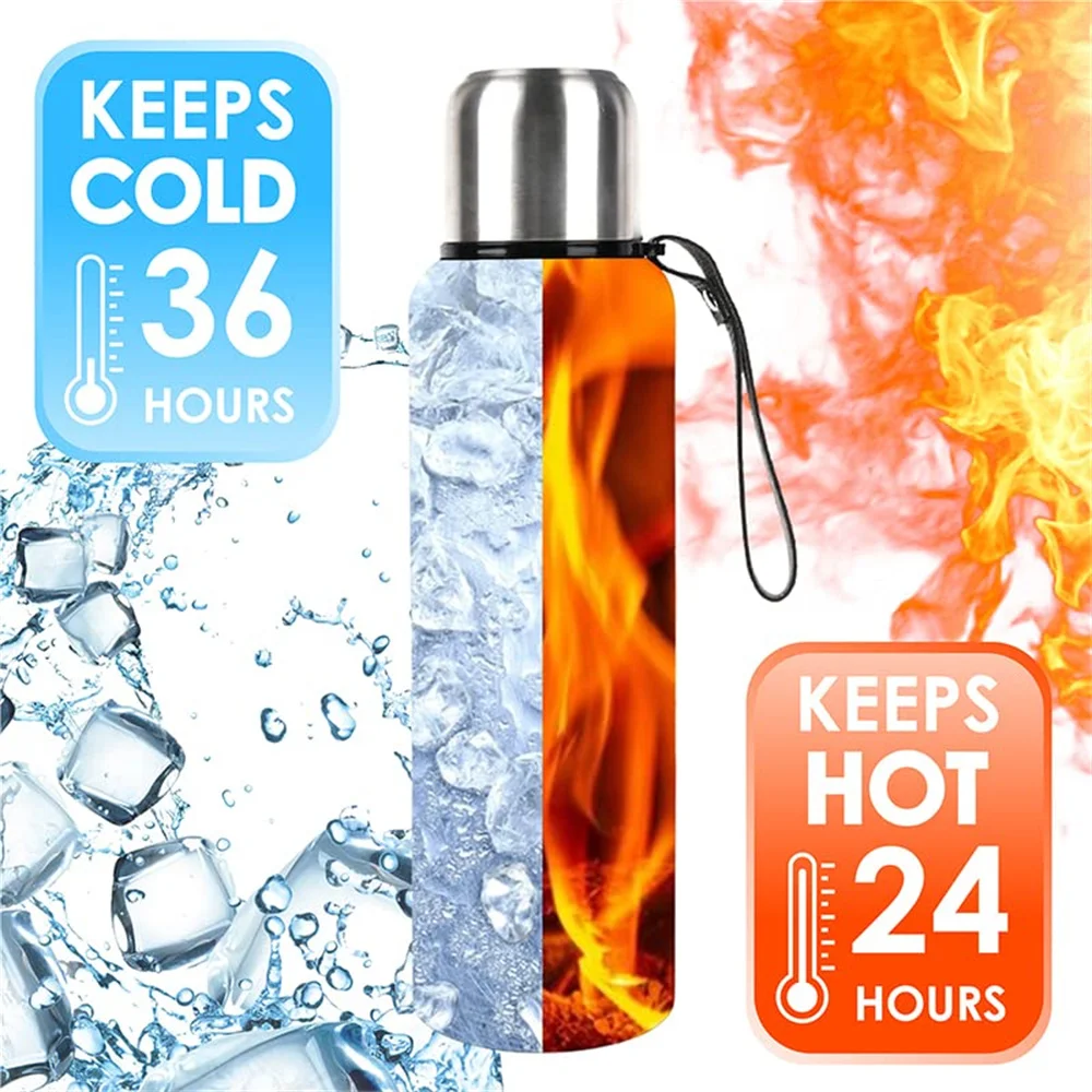 Botella térmica de gran capacidad de 500/1000ml, termo de doble pared de acero inoxidable 304, termo de agua fría y caliente, taza de café