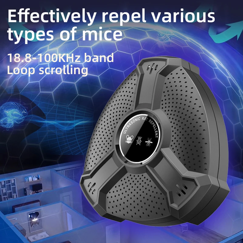 Repelente Ultrasónico Inteligente de Roedores de Alta Potencia, Anti Murciélagos y Ratones, para Hogar y Oficina, con Amplio Rango de Repelencia Física