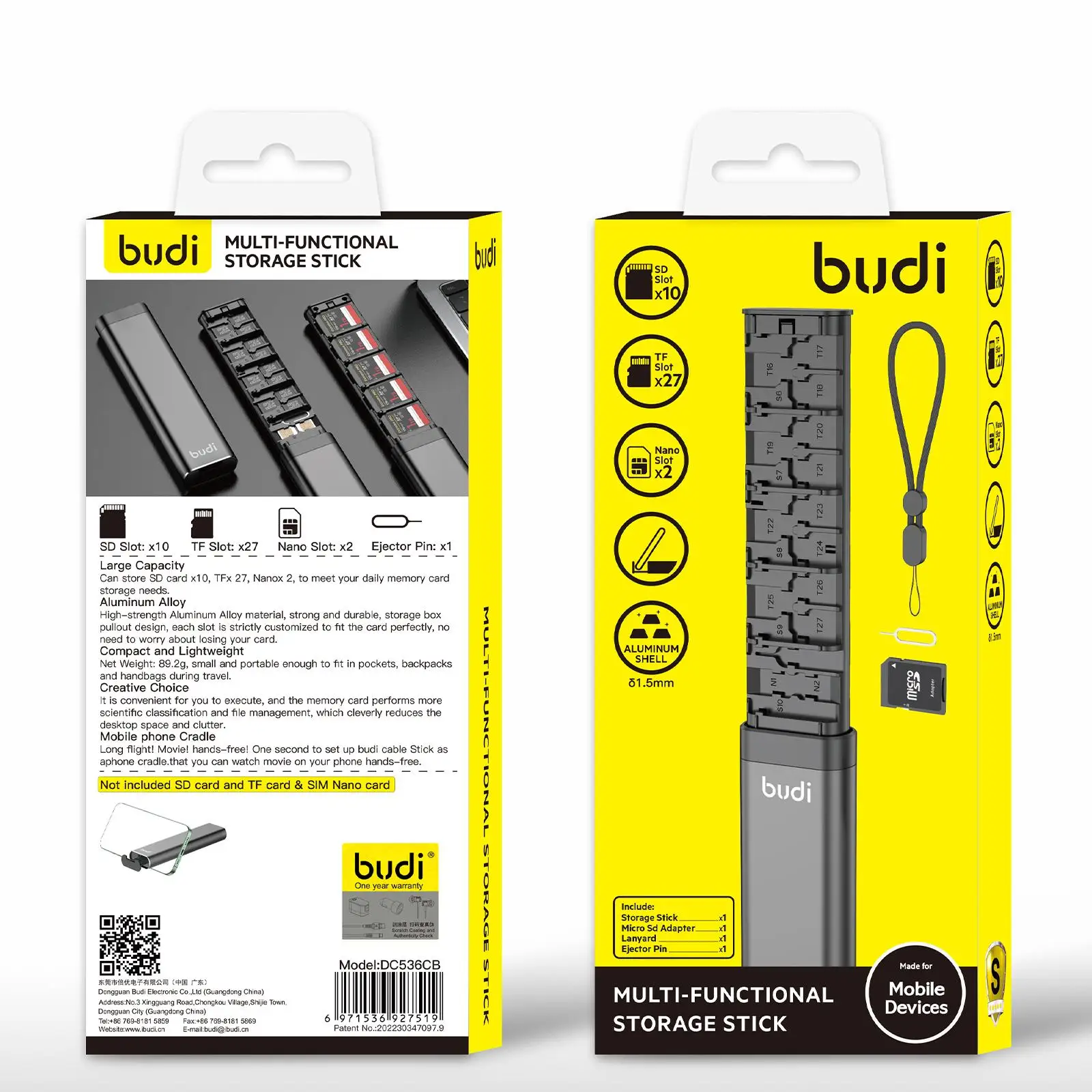 BUDI-Adaptador de Cable multifuncional, almacenamiento de tarjetas portátil, Cable de datos, caja Usb, accesorios universales para teléfono