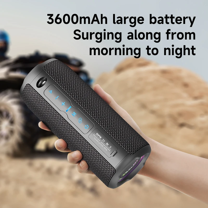 Altavoz Bluetooth portátil ZEALOT-S49PRO 20W IPX6 resistente al agua, tarjeta Micro SD, enchufe AUX, tiempo de reproducción 10H, luz RGB estéreo inalámbrica
