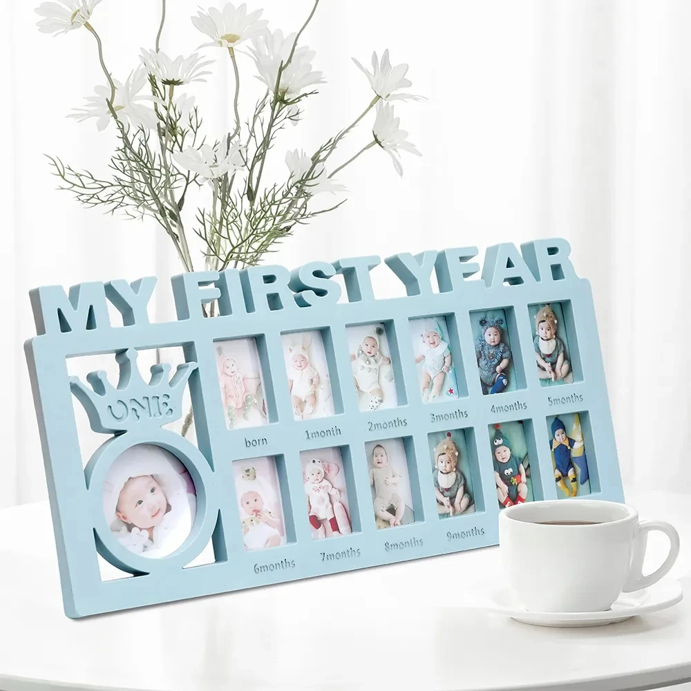 Marco de recuerdo para bebé de 0 a 12 meses, imágenes de mi primer año, marco de fotos, regalos de memoria para recién nacidos