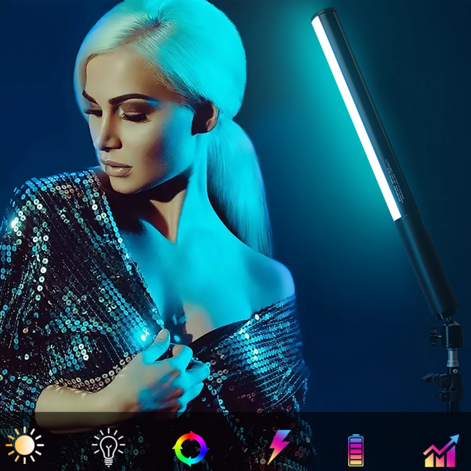 Tubo de luz LUXCEO P400, varita de palo RGB portátil, lámpara LED colorida para fotografía y vídeo CRI 95 + 2500K- 6500K para estudio fotográfico Vlog