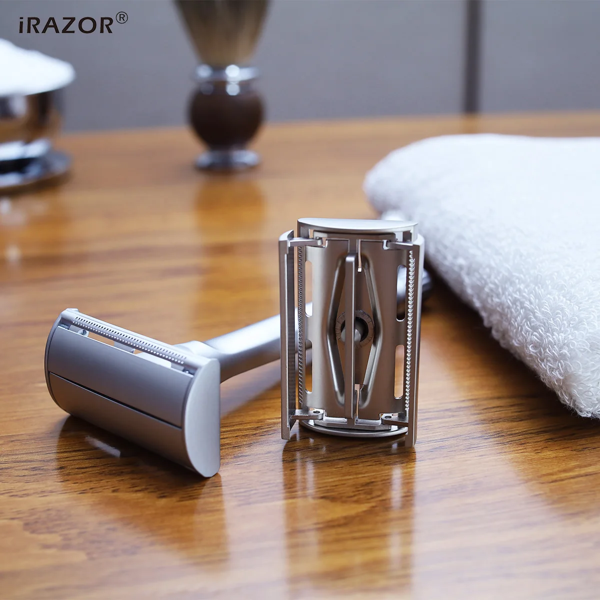 IRAZOR, nueva maquinilla de afeitar de seguridad de doble filo con diseño de mariposa pesada con 10 Uds. De recambios de cuchillas originales para hombres, juego de regalo de aseo reutilizable