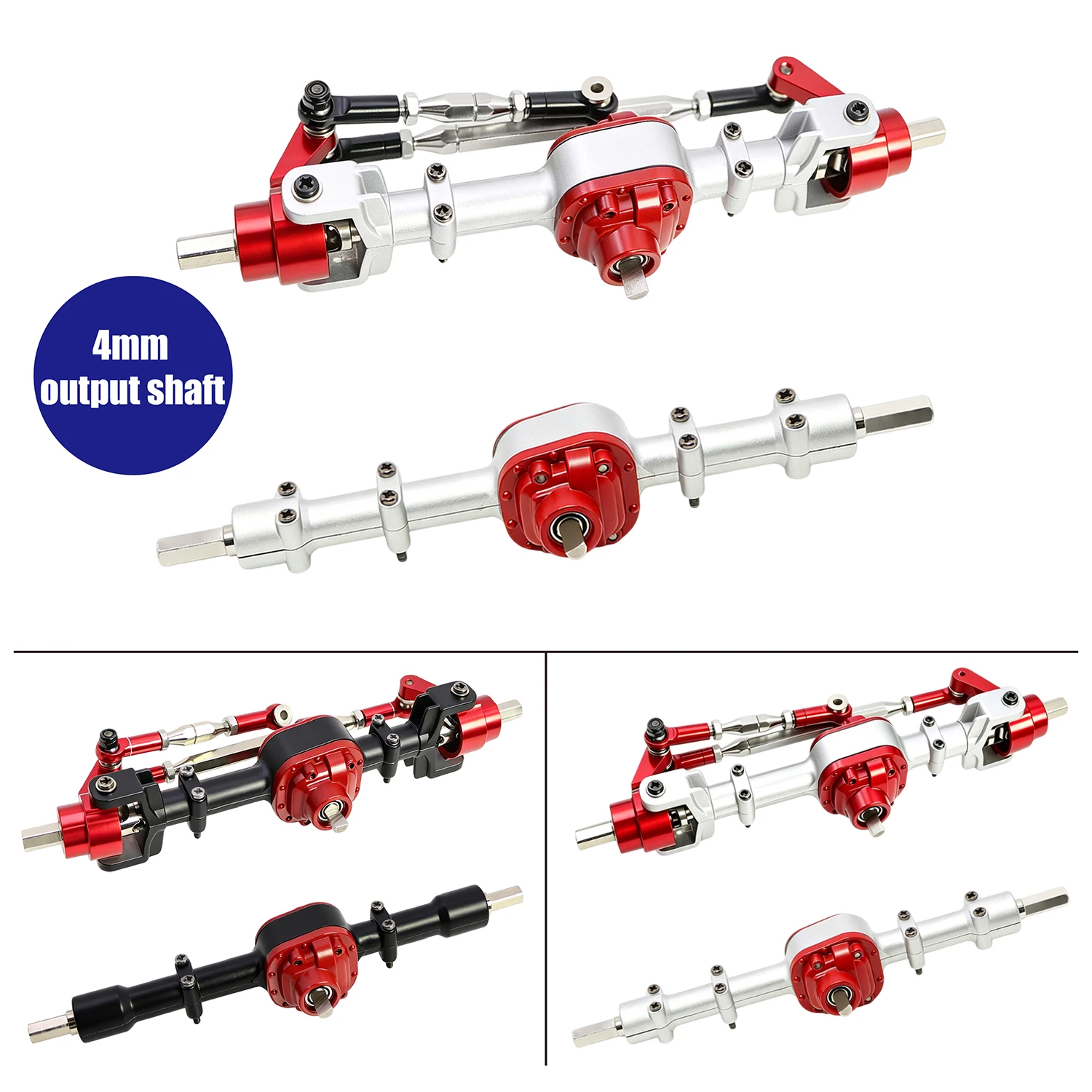 Nuevo juego de ejes delanteros y traseros de metal con eje de salida de 4 mm para coches RC 1/12 MN MN99s V2 MN82 MN78 MN300 MN168 MN212, pieza de mejora.