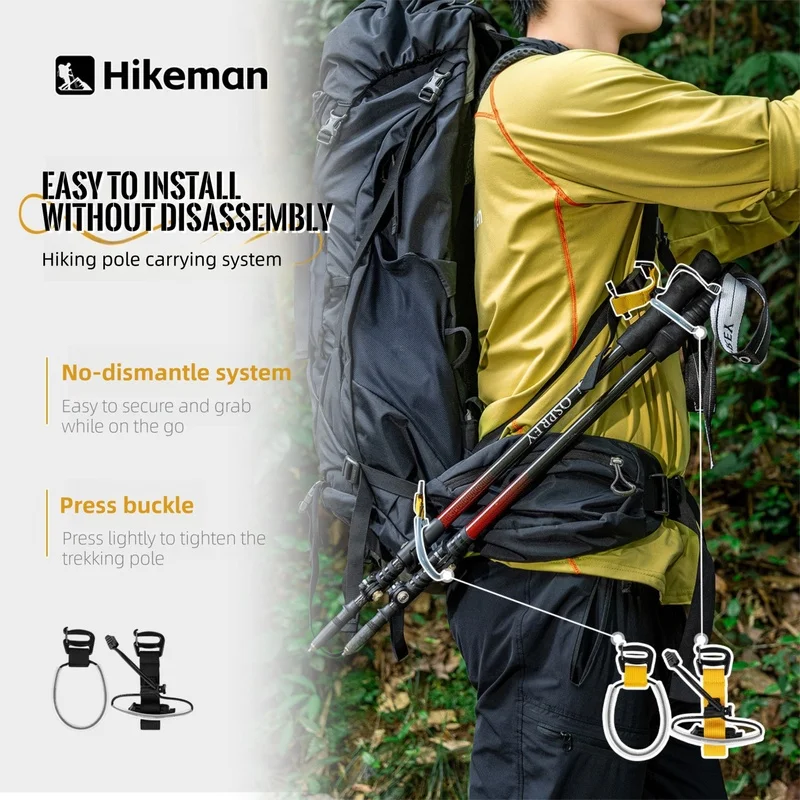 Correa de Fijación para Bastón de Senderismo, Accesorio para Mochila, Bucle Elástico Fácil de Instalar, Sin Desmontaje, Soporte para Bastón de Trekking para Camping al Aire Libre