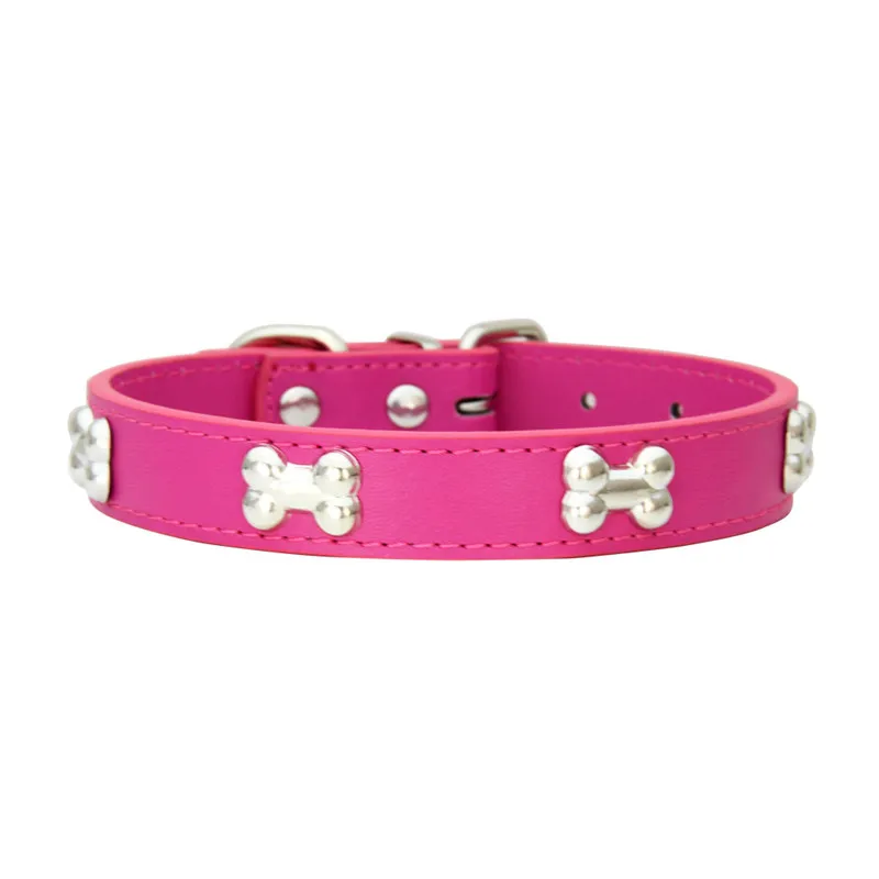 Collares duraderos de cuero de hueso para perros y cachorros, collares para perros pequeños y grandes, accesorios para gatos, Chihuahua, Collar para mascotas para perros pequeños