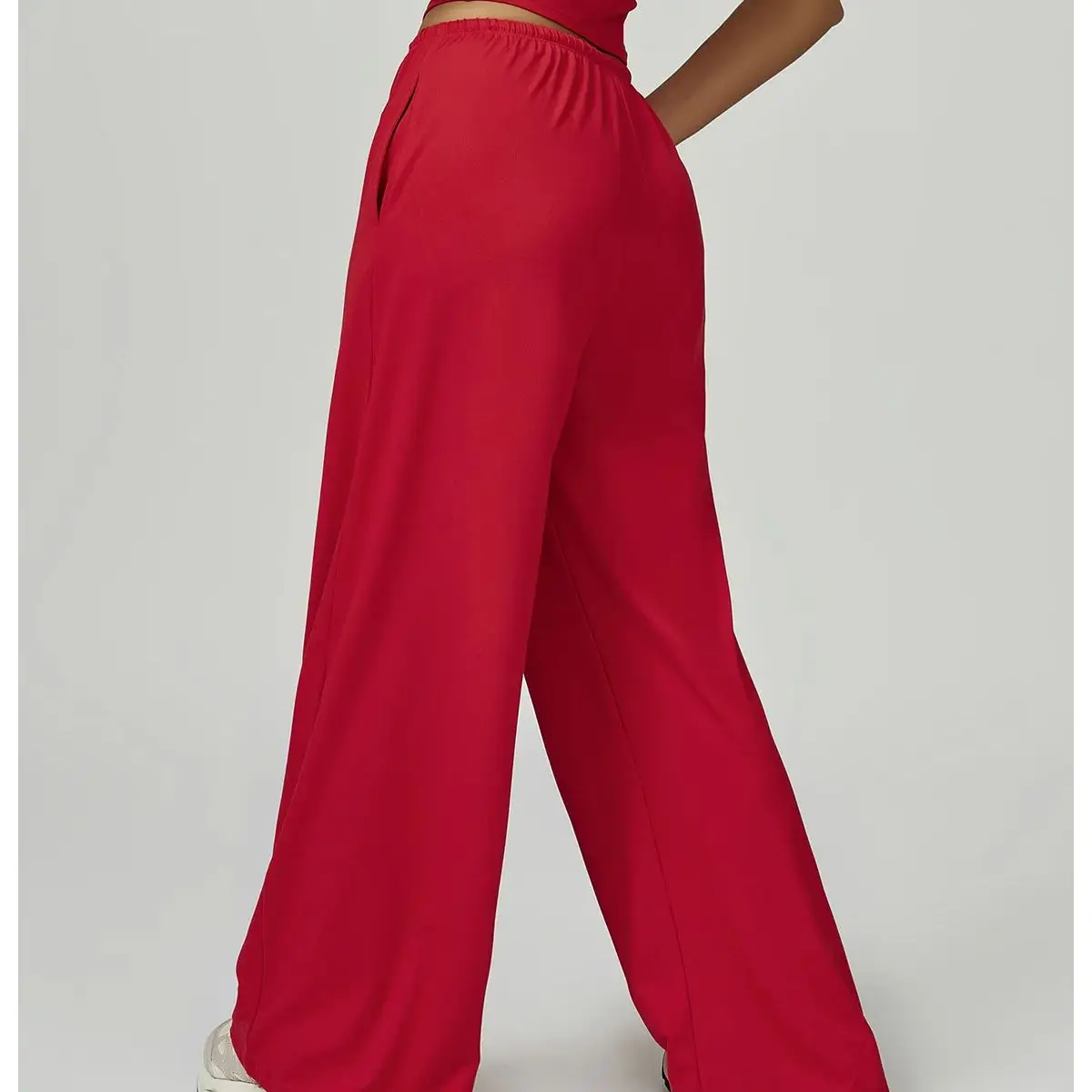 Pantalones de yoga de cintura alta para mujer, pantalones casuales sueltos de corte recto, pantalones deportivos para mujer, pantalones de fitness para correr, pantalones de entrenamiento con efecto push-up y cordón ajustable