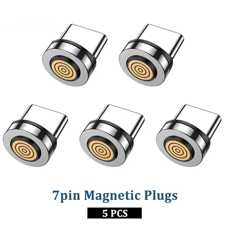 7Pin 3A USB-A tipo C puntas de enchufe magnético adaptador de Cable de carga rápida para cargador magnético Samsung 360 °   Conector de rotación de grados