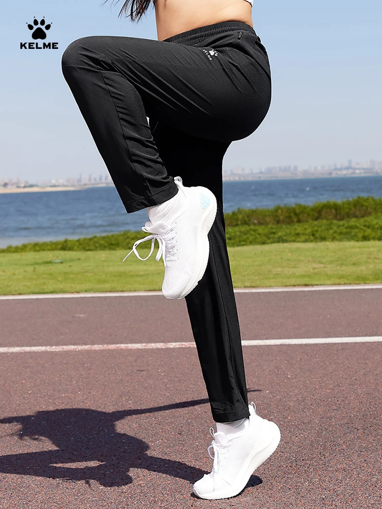 KELME-Pantalones deportivos finos para mujer, Pantalón recto, informal, negro, para correr y fitness, Verano