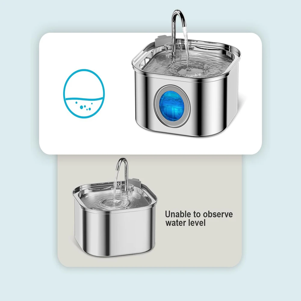 Bebedero Automático para Mascotas de Acero Inoxidable de 3.2L, Fuente para Gatos, Dispensador de Agua Inteligente para Perros, Tazón para Beber con Ventana Visual, Accesorios para Mascotas