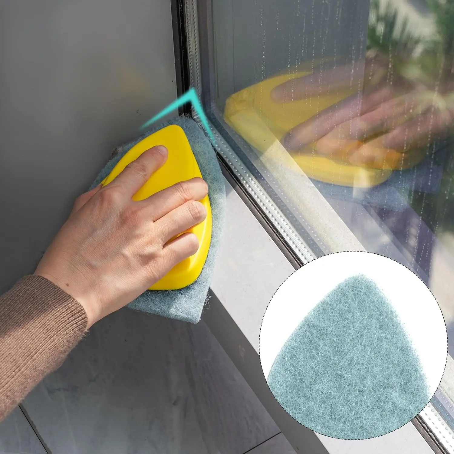 FOSHIO Esponja Limpiadora de Vidrios para Ventanas, Raspador de Limpieza para Lavado de Coches con Almohadilla de Fregado de Repuesto, Limpiador Doméstico para Detallado Automotriz