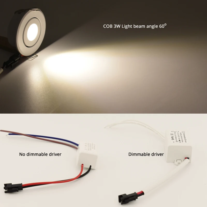 Focos LED Mini COB de 3W 110V 220V Negro Plata Blanco