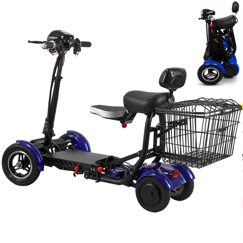 Scooter Eléctrico para Adultos con Discapacidad, Doble Motor 500W36V, Scooter de Movilidad de 2 Plazas, 4 Ruedas, Plegable, Scooter Eléctrico para Padres e Hijos