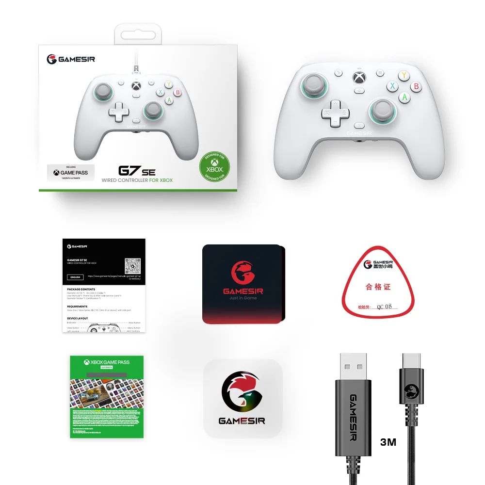 GameSir G7 SE Xbox Gaming Controller Gamepad con cable para Xbox Series X, Xbox Series S, Xbox One, con joystick de efecto Hall