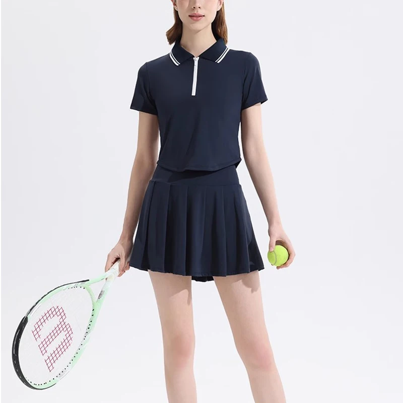 Conjunto Deportivo de 2 Piezas para Mujer, Corte Ajustado, para Tenis, Golf, Bádminton y Entrenamiento, Traje Deportivo Elástico