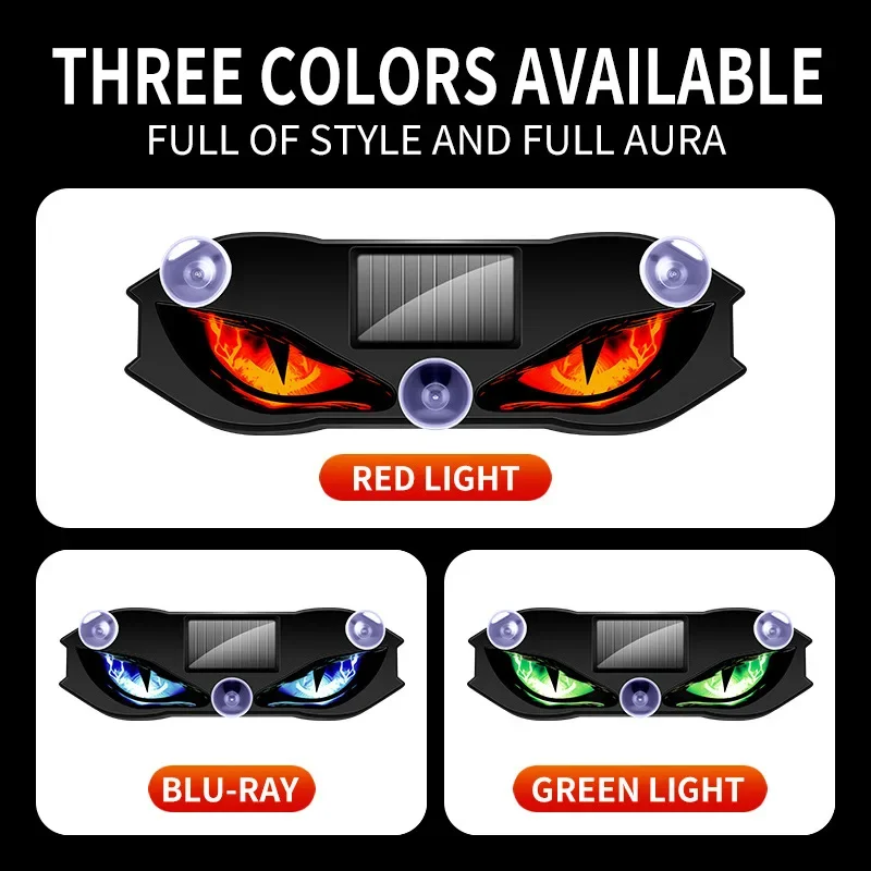 Luces Decorativas Solares para Automóviles, Ojos de Demonio, Luz Intermitente de Advertencia, Luces de Señalización Dinámicas de Seguridad para Vehículos, Luces para Halloween