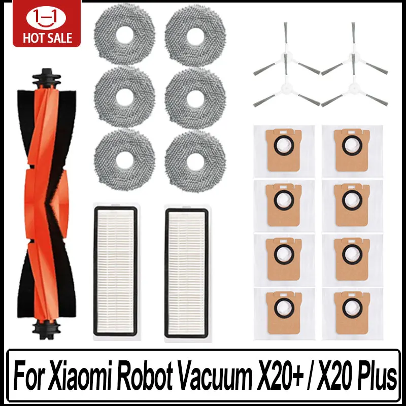 21 Uds para Xiaomi Robot aspirador X20 + / X20 Plus accesorios bolsa de polvo paño de mopa Cepillo Lateral principal piezas de repuesto de filtro Hepa