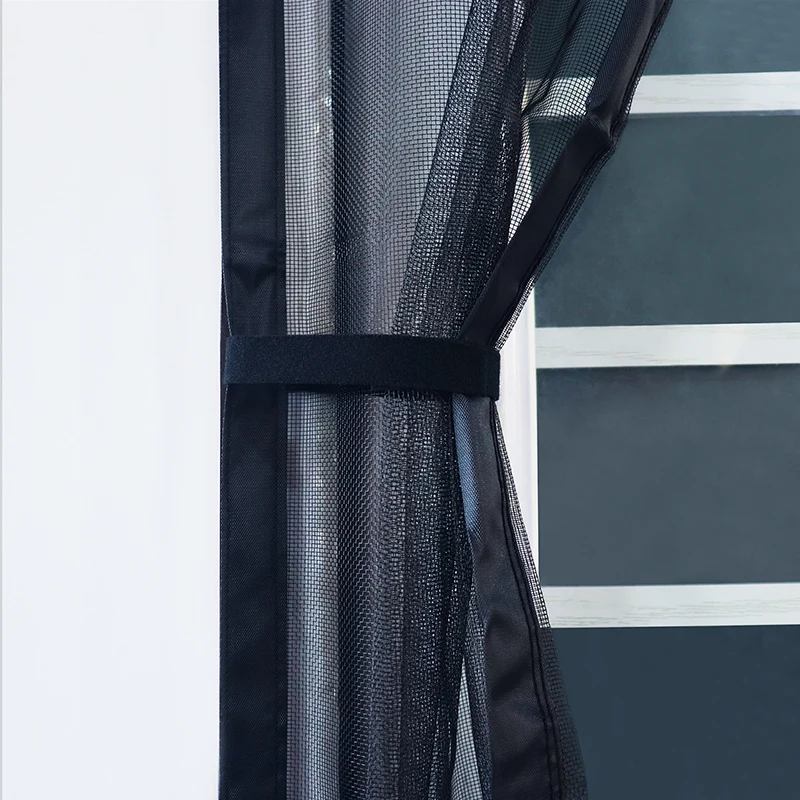 Mosquitera magnética para puerta, cortina negra para insectos voladores, cierre automático, malla Invisible para cocina, sala de estar interior