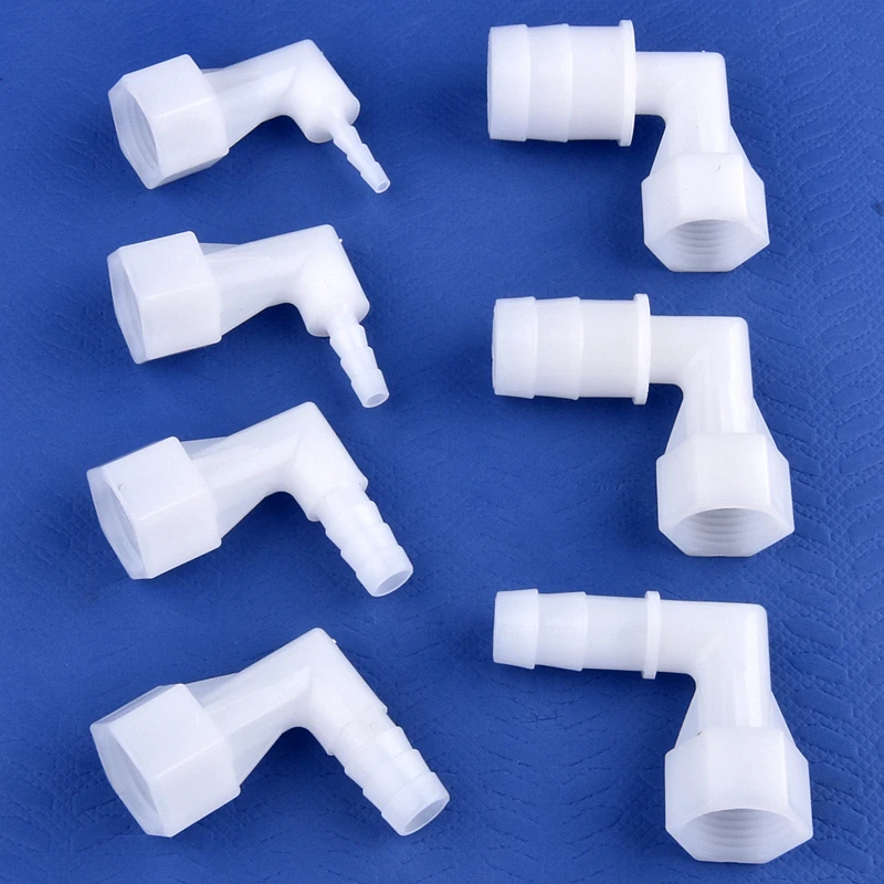Conectores de codo de Pagoda de rosca hembra, 5 ~ 200 piezas, 1/2 pulgadas, 4 ~ 25mm, tubo de agua en forma de L para riego de jardín, adaptador de manguera para pecera