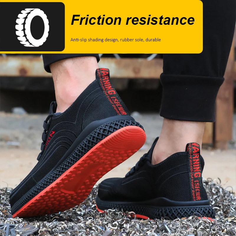 Mangu Air Mesh zapatos de trabajo con punta de acero, zapatos de trabajo transpirables, zapatos de seguridad para hombre y mujer, botas de seguridad ligeras a prueba de pinchazos