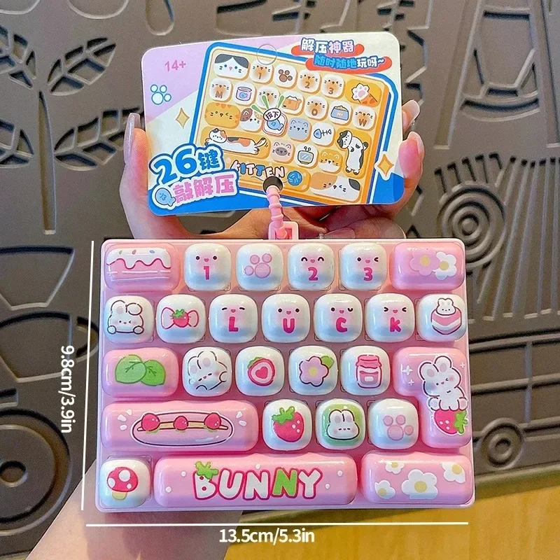 26Grid Keycap Clicker Antiestrés, Llavero de Teclado Fidget, Botón de Descompresión, Diseño de Dibujos Animados, Relajante para Manos, Regalo para Fiestas, 26구 키캡 키링