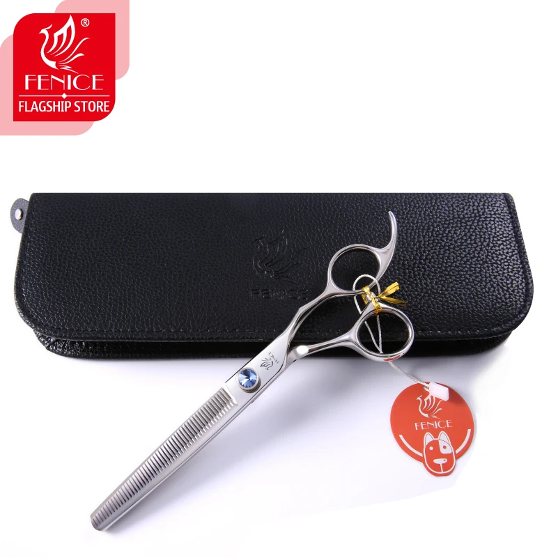 Tijeras profesionales para entresacar pelo de mascotas Fenice 7.0 de 7.5 pulgadas, acero japonés 440C, para peluquería canina.
