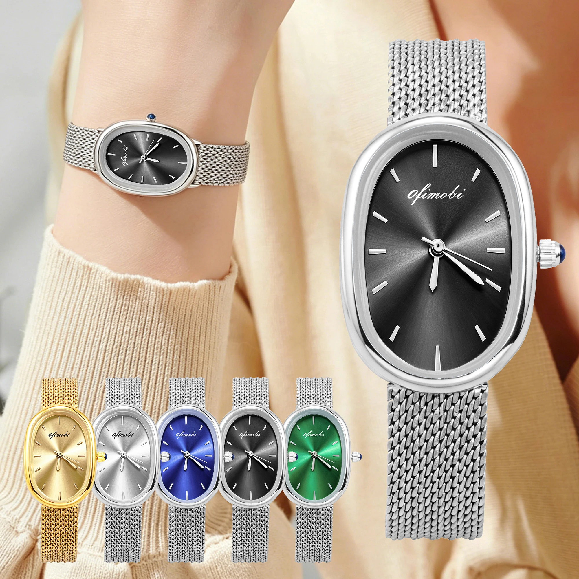 Reloj de Cuarzo para Mujer con Esfera Ovalada, Correa de Malla Milanesa Premium, Esfera con Efecto Rayos de Sol, Resistente al Agua 30M, Elegante Reloj de Pulsera