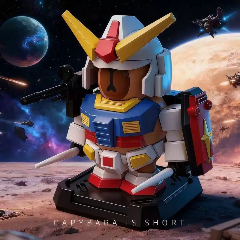 Figura de Acción de Capibara Gda Mecha, Ensamblable y Transformable, Decoración para Videojuegos con Espada Luminosa, Rifle y Accesorios, Regalo