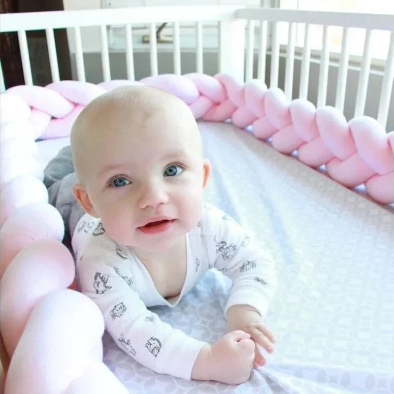 Protector de cuna de bebé de 1M/2M/3M/4M, cojín con nudo trenzado para niños pequeños, 3 partes, parachoques para cama de bebé en la cuna para recién nacidos
