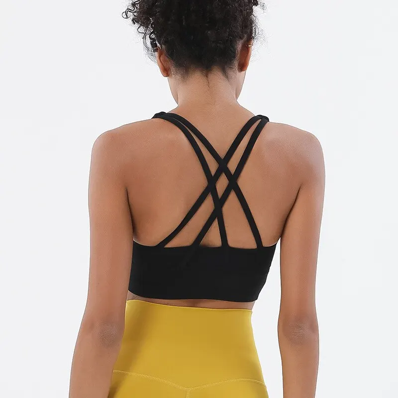 Sujetador deportivo de nailon para mujer, ropa interior transpirable, Sexy, para Yoga y gimnasio