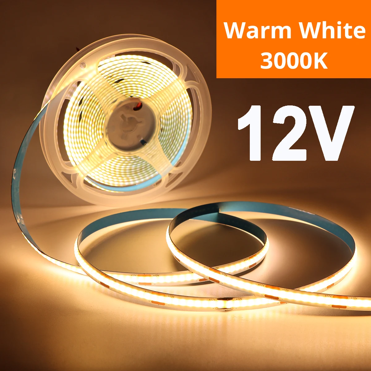 Tira de Luz LED COB Dupont Interface, Iluminación Lineal de Alta Densidad, Cinta Flexible, Lámpara Paralela, Decoración para Estantes de Armario, DC12V