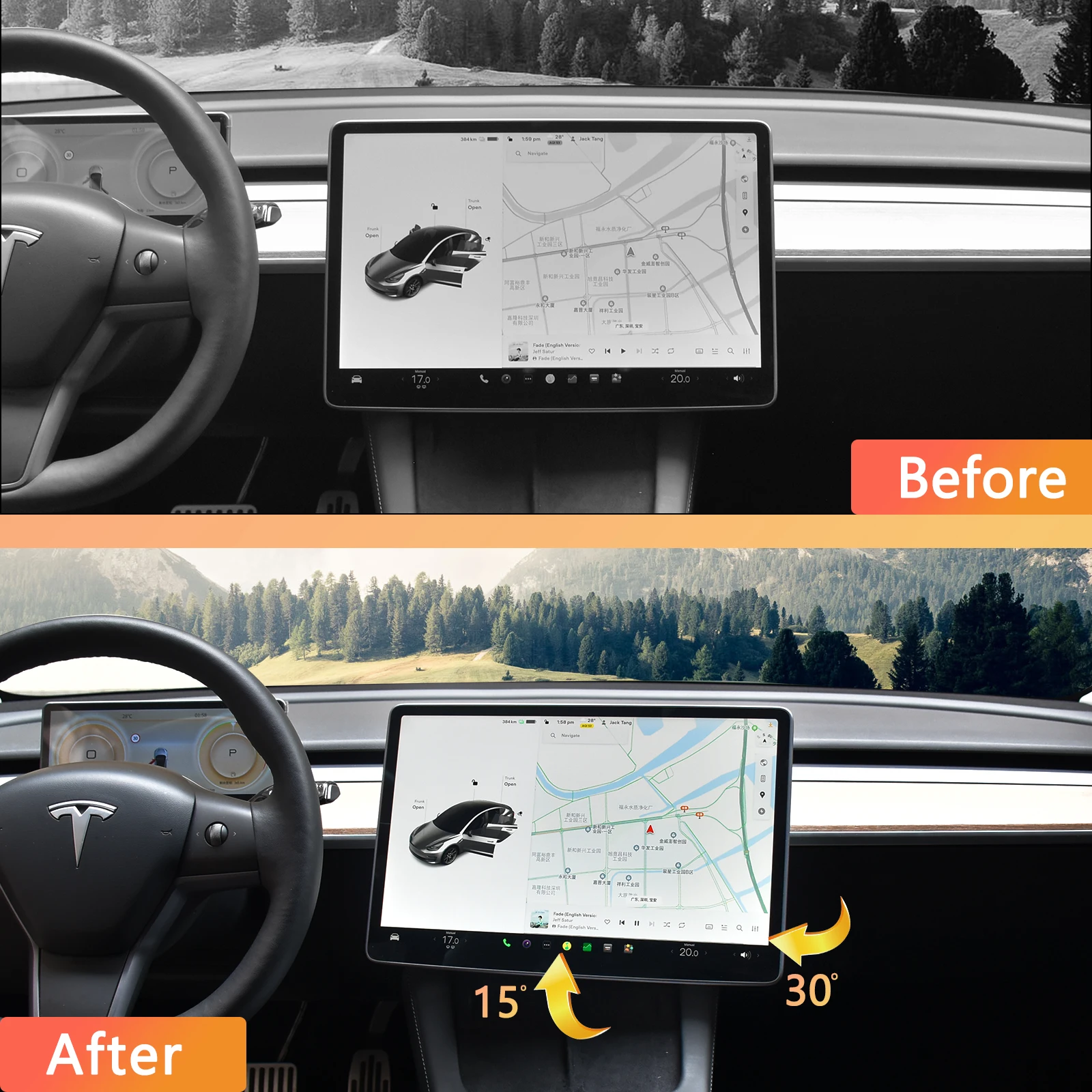 Kit de Soporte Giratorio e Inclinable para Pantalla, Compatible con Tesla Model 3 Highland Y Juniper 2017-2026, Soporte Giratorio de Cuatro Direcciones