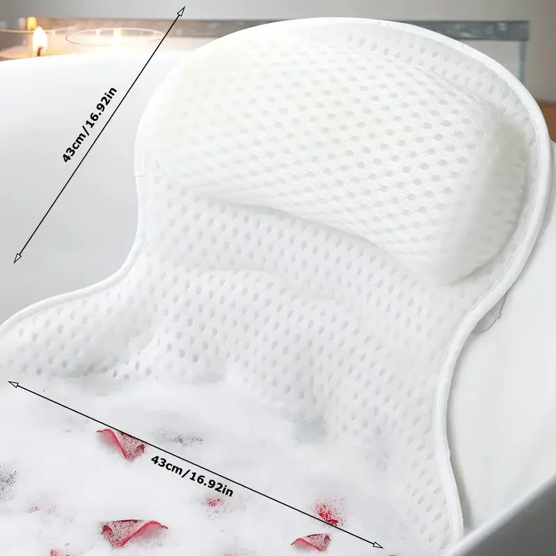 Almohada de baño Almohada de bañera, Almohadas de baño de lujo para soporte de cuello y espalda de bañera, Reposacabezas de almohada de bañera con malla 4D suave