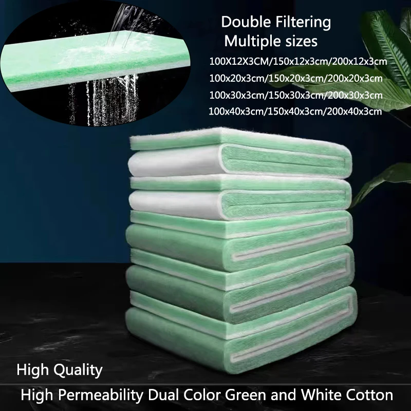 Esponja de algodón bioquímica verde y blanco para acuario, espuma de filtración para pecera, esponjas verdes, accesorios para acuario, filtro de agua de algodón