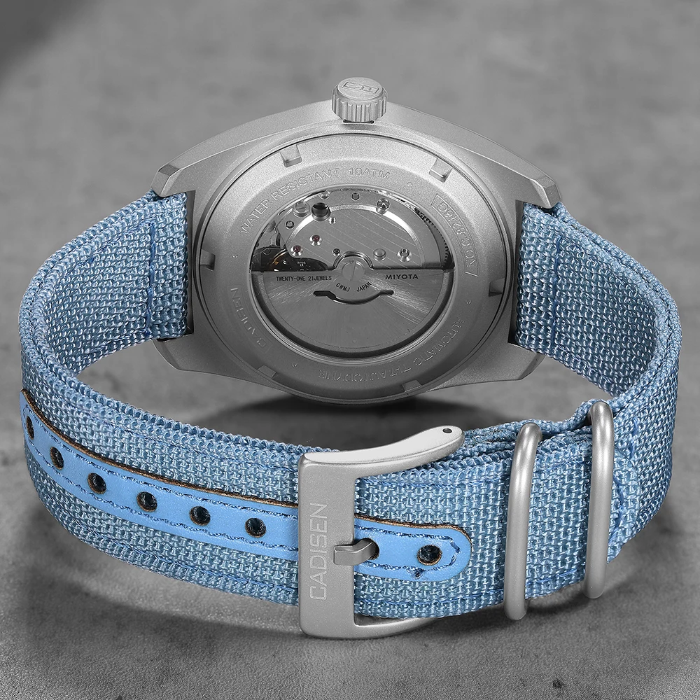 CADISEN TI-7 2026 NUEVO Reloj de Pulsera Automático Mecánico de Acero de Titanio Autodyne con Correa de Lona, MIYOTA 8215, Luminoso, Resistente al Agua, para Hombre